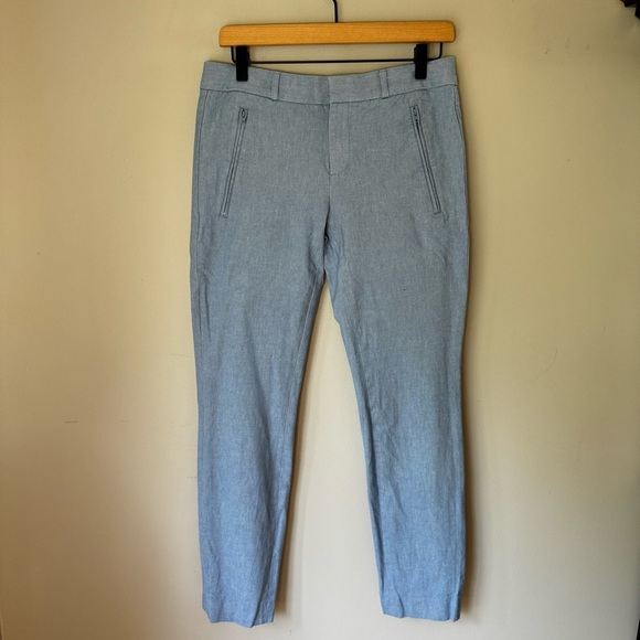 Banana Republic Sky Blue Sloan Classic Preppy Pant Zipper Pockets Size 4L - Picture 2 of 8